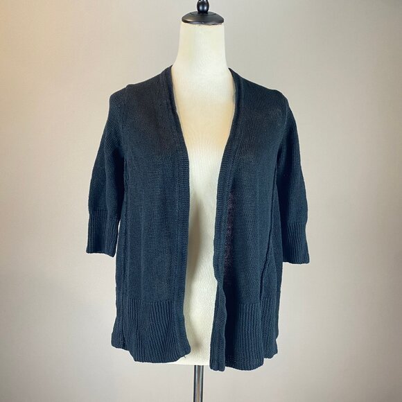 J Jill Cardigan Women's Size Small Petite 100% Linen Black - Picture 1 of 13